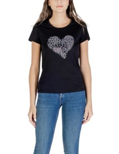 Liu Jo T-shirt femme noir imprimé manches courtes