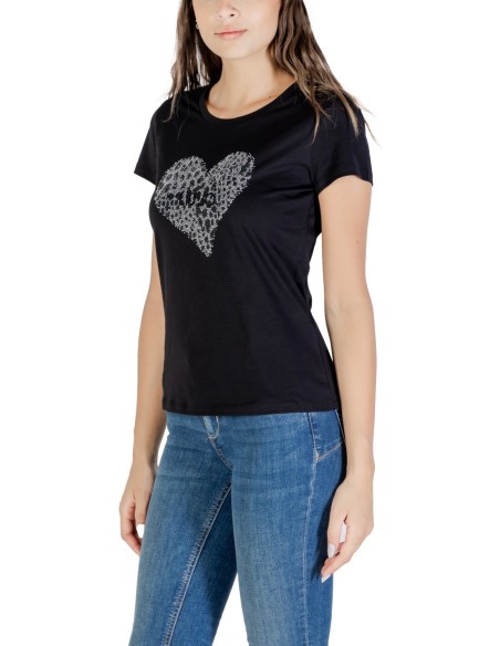 Liu Jo T-shirt femme noir imprimé manches courtes