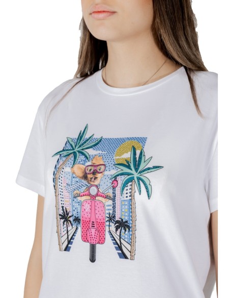 Liu Jo T-shirt femme blanc imprimé – Coton stretch