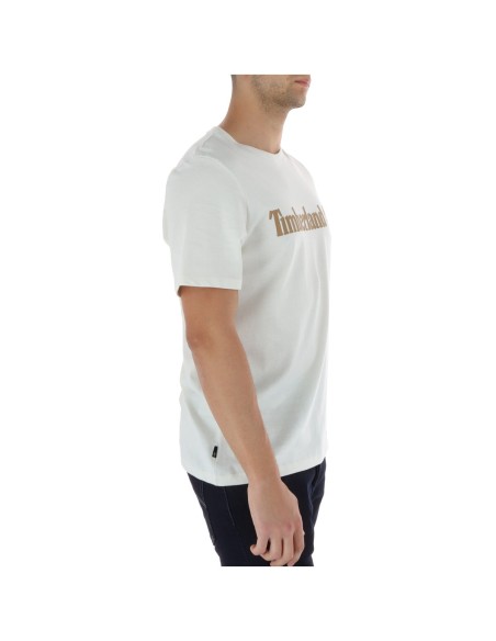 Timberland T-shirt homme blanc imprimé – Coton