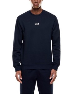 EA7 Sweat homme bleu col rond – Coton/polyester