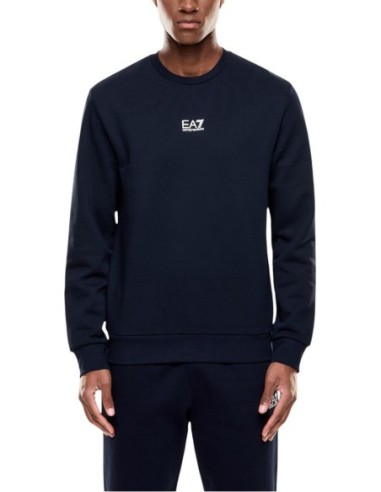 EA7 Sweat homme bleu col rond – Coton/polyester