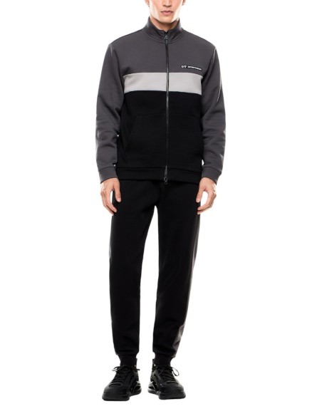 EA7 Survêtement homme noir zippé – Col montant