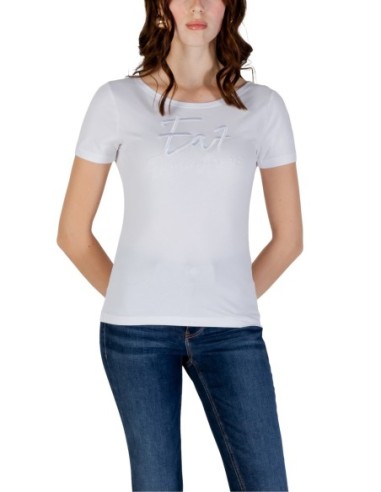 EA7 T-shirt femme blanc manches courtes – Coton stretch