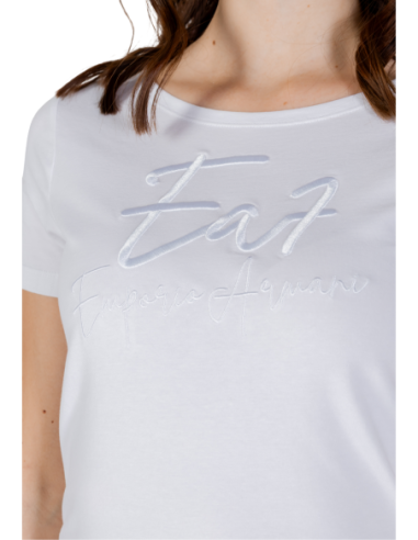 EA7 T-shirt femme blanc manches courtes – Coton stretch