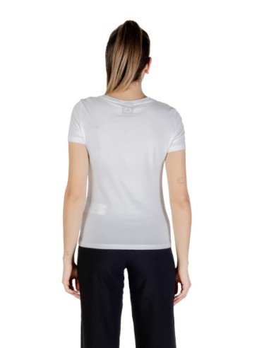 EA7 T-shirt femme blanc imprimé – Coton stretch