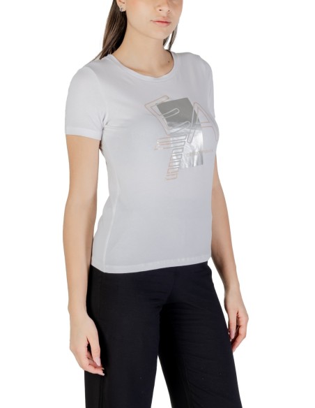 EA7 T-shirt femme blanc imprimé – Coton stretch