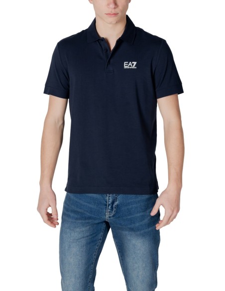 EA7 Polo homme bleu manches courtes – Coton stretch