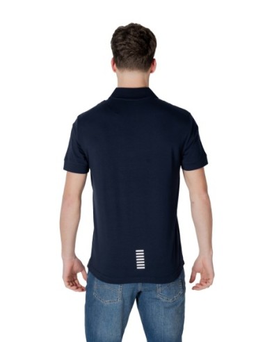 EA7 Polo homme bleu manches courtes – Coton stretch
