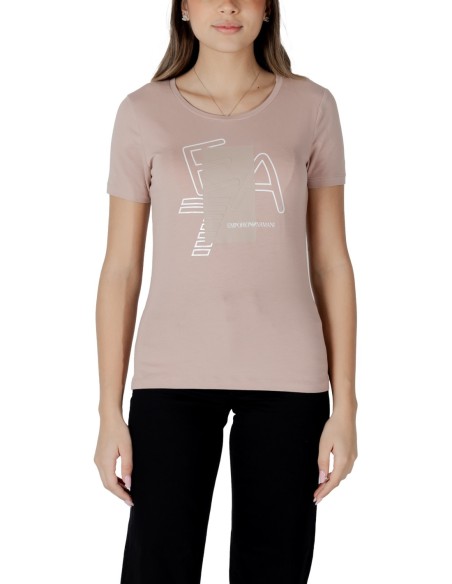 EA7 T-shirt femme rose manches courtes – Coton stretch