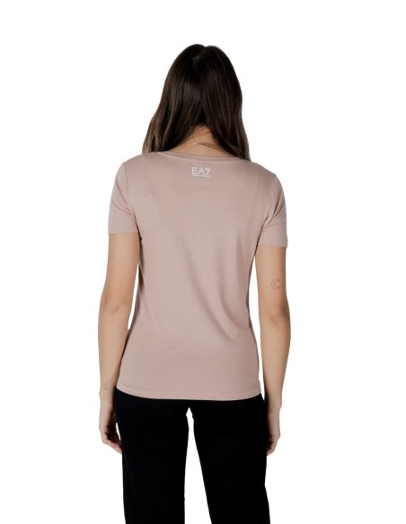 EA7 T-shirt femme rose manches courtes – Coton stretch