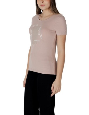 EA7 T-shirt femme rose manches courtes – Coton stretch