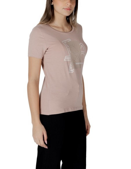 EA7 T-shirt femme rose manches courtes – Coton stretch