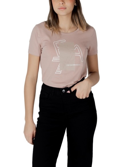 EA7 T-shirt femme rose manches courtes – Coton stretch