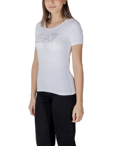 EA7 T-shirt femme blanc imprimé – Coton stretch