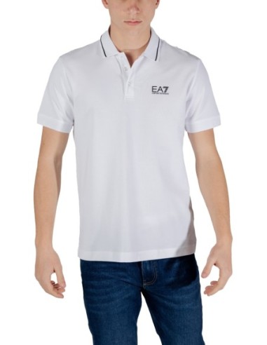 EA7 Polo homme blanc manches courtes – Coton stretch