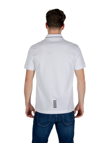 EA7 Polo homme blanc manches courtes – Coton stretch