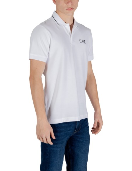 EA7 Polo homme blanc manches courtes – Coton stretch