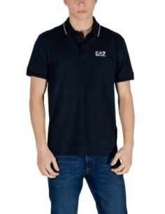 EA7 Polo homme bleu manches courtes – Coton stretch