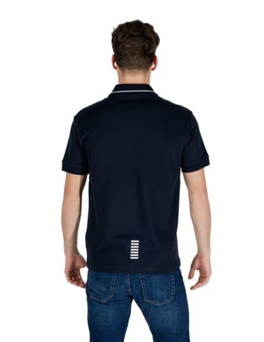 EA7 Polo homme bleu manches courtes – Coton stretch