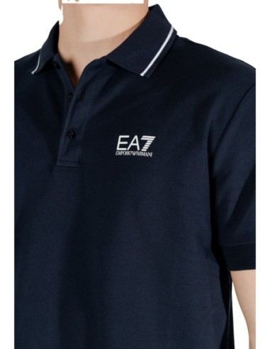 EA7 Polo homme bleu manches courtes – Coton stretch