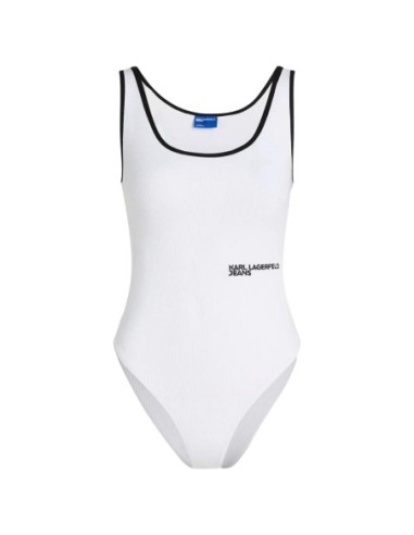 Karl Lagerfeld Jeans Body femme blanc côtelée - Coton bio