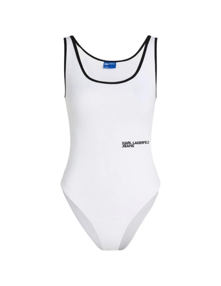 Karl Lagerfeld Jeans Body femme blanc côtelée - Coton bio