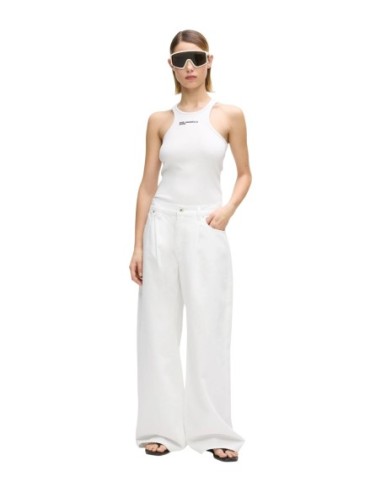 Karlâ€¯Lagerfeldâ€¯Jeans DÃ©bardeur femme blanc imprimÃ©