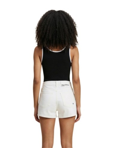 Karlâ€¯Lagerfeldâ€¯Jeans DÃ©bardeur femme noir cÃ´telÃ©