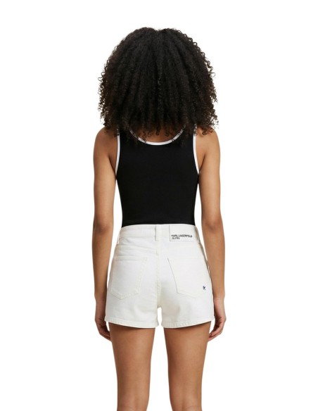Karl Lagerfeld Jeans Débardeur femme noir côtelée