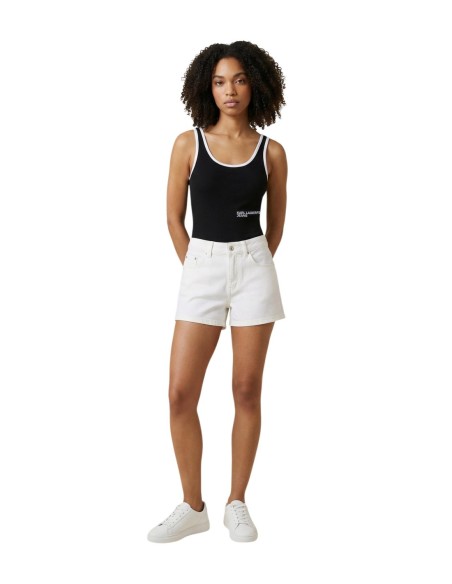 Karlâ€¯Lagerfeldâ€¯Jeans DÃ©bardeur femme noir cÃ´telÃ©