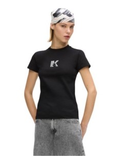 Karlâ€¯Lagerfeldâ€¯Jeans T-shirt femme noir logo