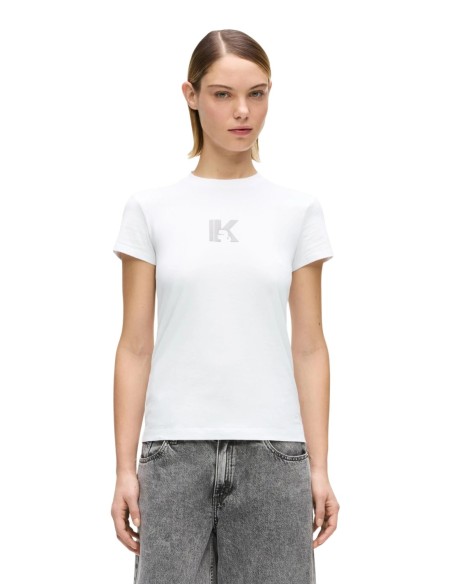 Karlâ€¯Lagerfeldâ€¯Jeans T-shirt femme blanc logo