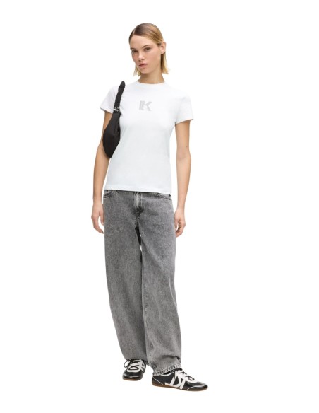 Karlâ€¯Lagerfeldâ€¯Jeans T-shirt femme blanc logo