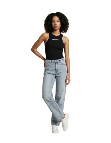 Karlâ€¯Lagerfeldâ€¯Jeans DÃ©bardeur femme noir cÃ´telÃ©