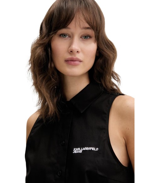 Karlâ€¯Lagerfeldâ€¯Jeans Blouse femme noire sans manches