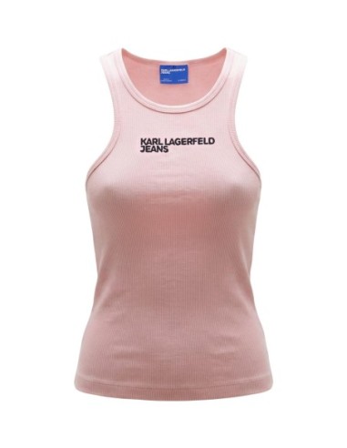 Karl Lagerfeld Jeans DÃ©bardeur femme rose cÃ´telÃ© â€“ Coton bio