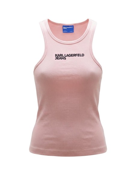 Karl Lagerfeld Jeans DÃ©bardeur femme rose cÃ´telÃ© â€“ Coton bio