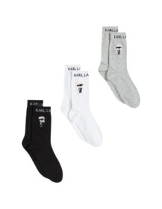 Karl Lagerfeld Jeans Chaussettes femme grises â€“ Lot de 3