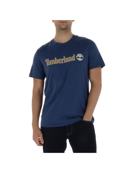 Timberland T-shirt homme bleu imprimé – Coton