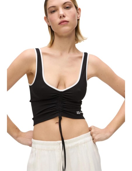 Karl Lagerfeld Jeans Top femme noir col V profond
