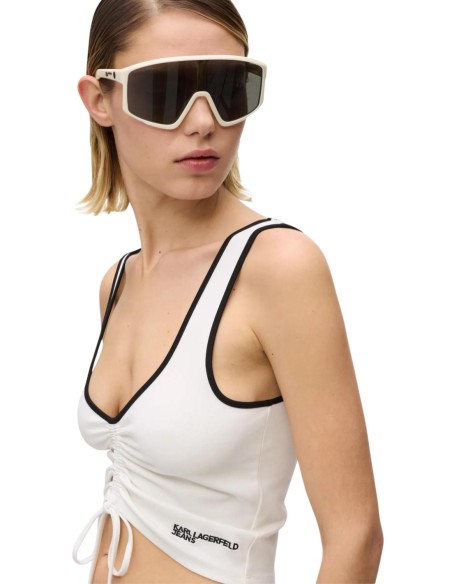 Karl Lagerfeld Jeans Top femme blanc col V profond