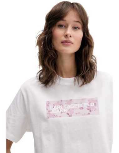 Karl Lagerfeld Jeans T-shirt femme blanc logo floral