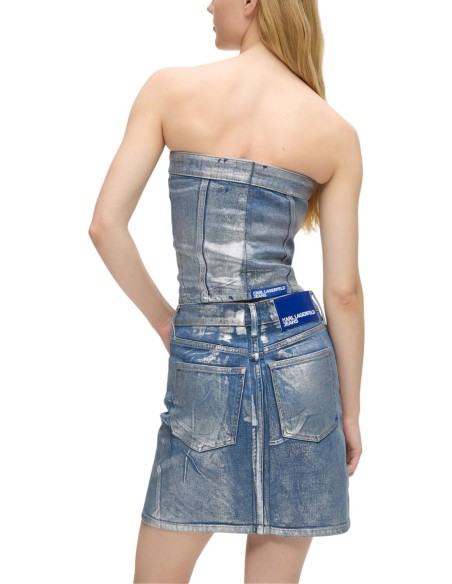 Karl Lagerfeld Jeans Top femme bleu azur boutonné