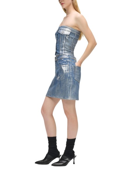 Karl Lagerfeld Jeans Top femme bleu azur boutonné