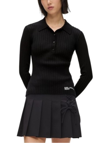 Karl Lagerfeld Jeans Polo femme noir manches longues