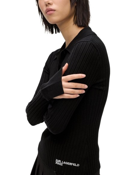 Karl Lagerfeld Jeans Polo femme noir manches longues