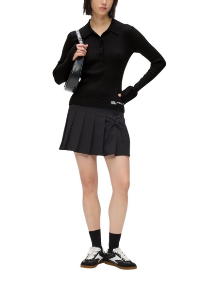 Karl Lagerfeld Jeans Polo femme noir manches longues
