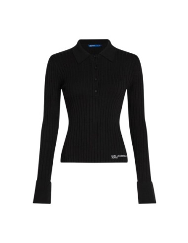 Karl Lagerfeld Jeans Polo femme noir manches longues
