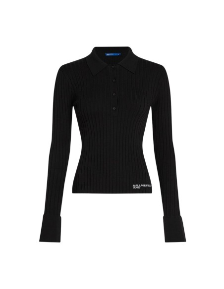Karl Lagerfeld Jeans Polo femme noir manches longues